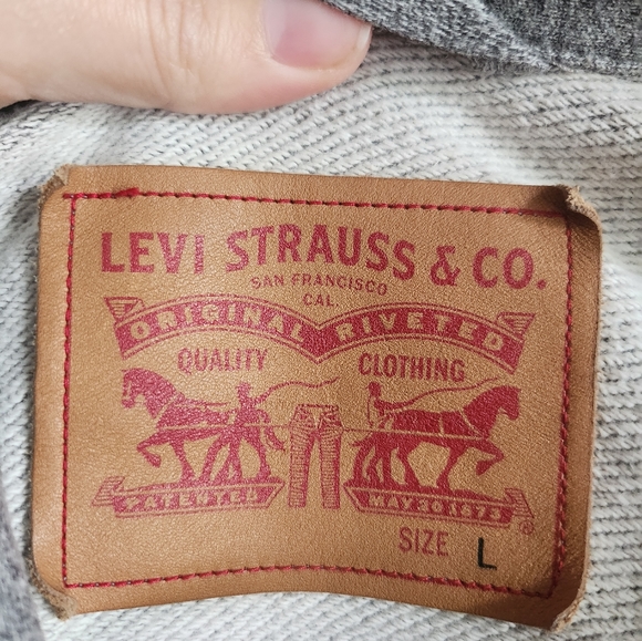 NWOT Levi's French Terry Trucker Jacket Snap Button Men's Size L - Picture 2 of 4